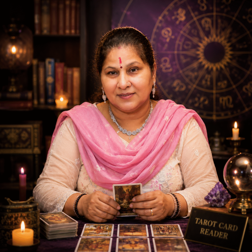 Portrait of Kanchan Vashist Ji, expert Subconscious Healer, Past Life Regression Therapist, and Master Tarot Reader at Trishakti Jyotish.