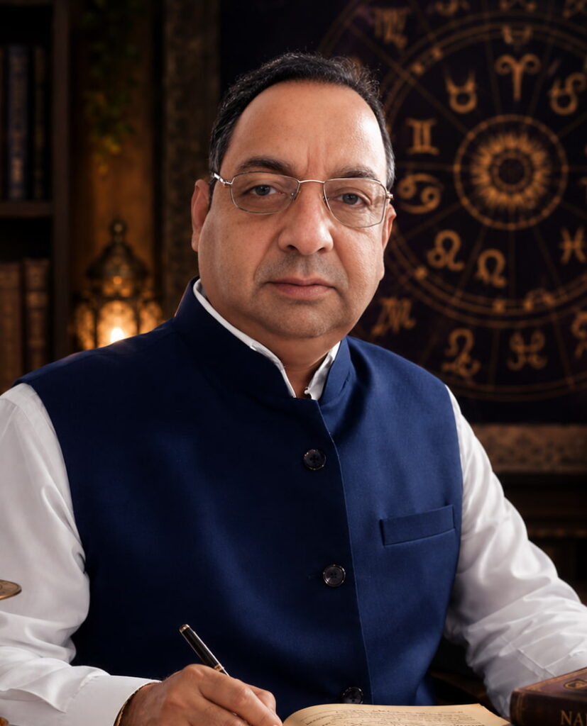 Jyotish Mahaguru Rajesh Vashist Ji, India's leading expert in Nakshatra Nadi Jyotish, exact birth time rectification, and advanced Aura Scanning at Trishakti Jyotish.
