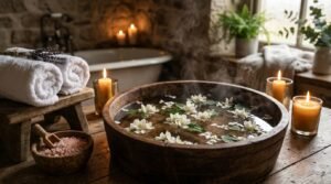TriShakti Pure Jasmine (Mogra) Bath Salt: मानसिक तनाव, अनिद्रा और दिनभर की बेचैनी शांत करने का 15-मिनट होम-स्पा गाइड (Evening Relaxation & Sensory Foot Soak)