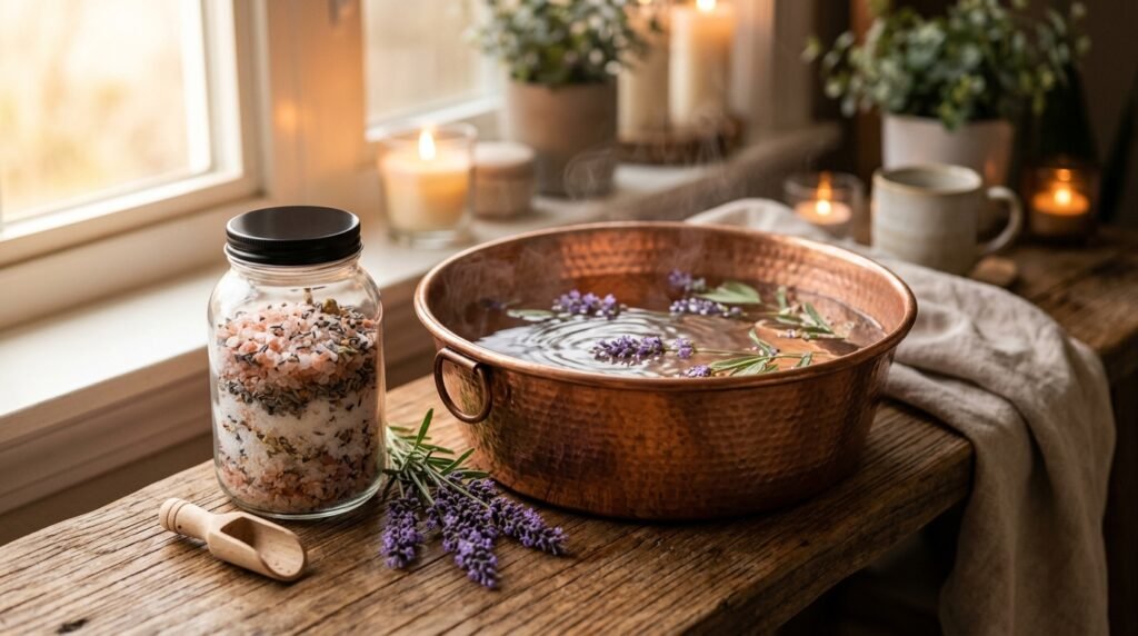 TriShakti Lavender Bath Salt Home Spa and Warm Foot Soak Relaxation Guide