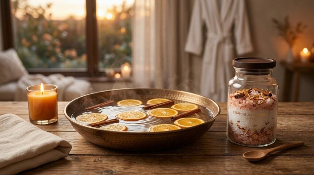 TriShakti Orange Cinnamon Bath Salt Home Spa and Warm Foot Soak Relaxation Guide