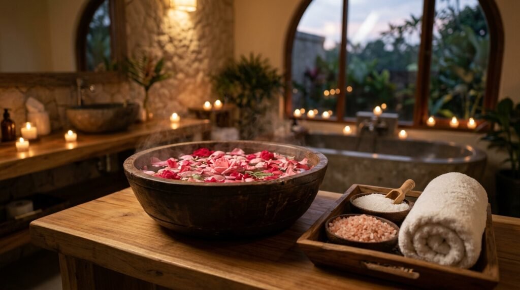 TriShakti Pure Rose Bath Salt Home Spa and Warm Foot Soak Relaxation Guide