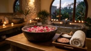 TriShakti Pure Rose Bath Salt: दिनभर की थकान, तलवों की जलन और तनाव दूर करने का 15-मिनट होम-स्पा व फुट सोक गाइड (Warm Foot Soak & Evening Aromatherapy Ritual)