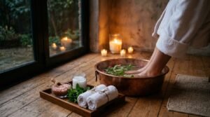 Garam Pani Mein Bath Salt Daal Kar Pair Rakhne Ke Fayde: The 15-Minute Home-Spa Warm Foot Soak Guide for Relieving Stress, Burning Soles & Fatigue (गरम पानी में बाथ साल्ट डालकर बैठने के फायदे)